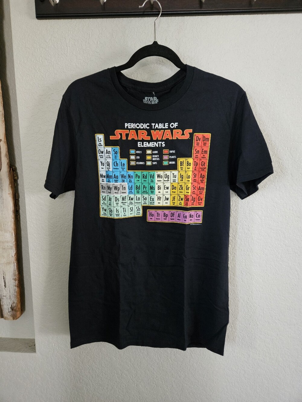 Star Wars Black T‑Shirt with Multicolor Periodic Table Graphic